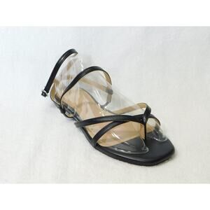 W597 Journee Collection Black Serissa Multi Strap Flat Sandals Size 7 M